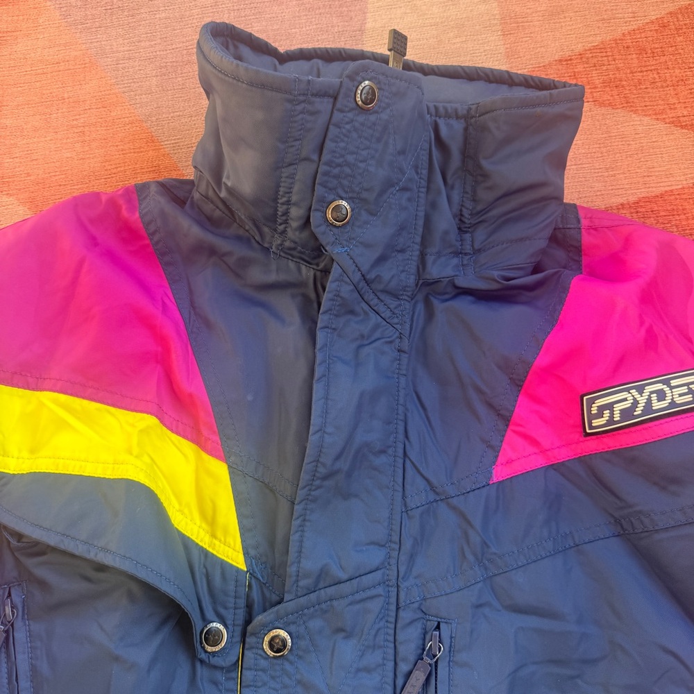 Vtg SPYDER Thinsulate Entrant Mens 80s Retro Winter Jacket L with Packable Hood - Picture 13 of 16